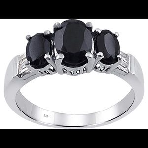 Three stone sterling silver black orchid ring.